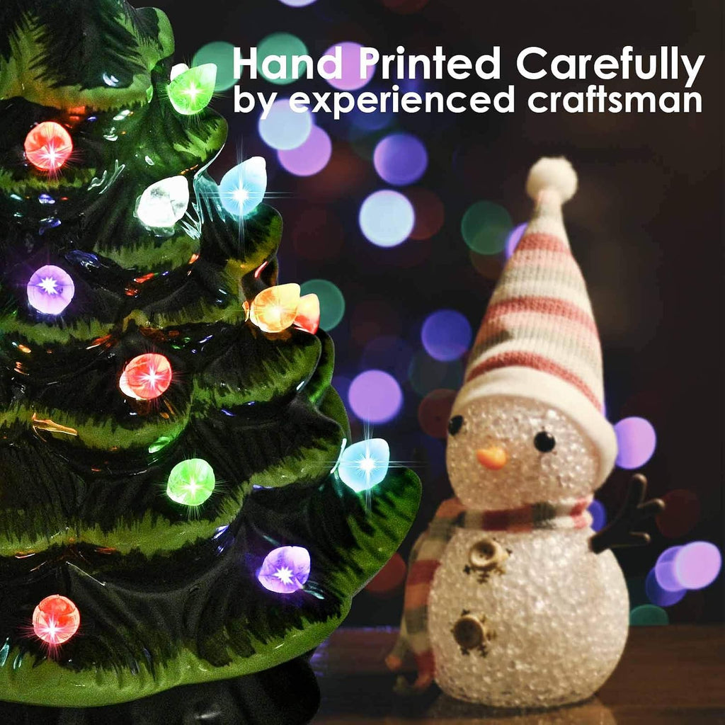 Vintage Ceramic Tabletop Christmas Tree with Timer